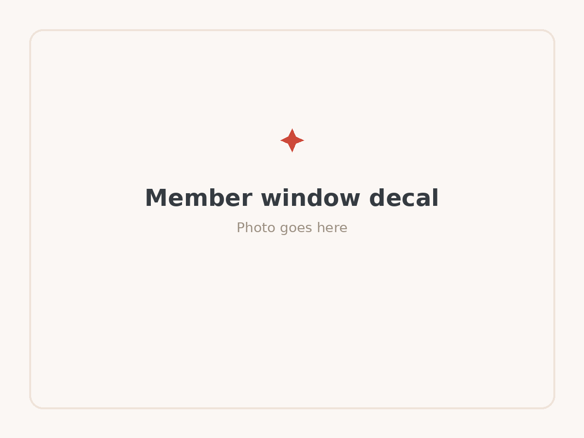 Window and floor decals for member businesses.