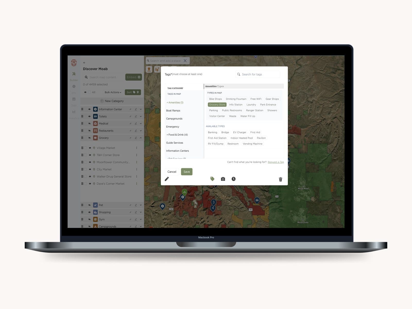Custom filters let visitors narrow the map to exactly what they want.