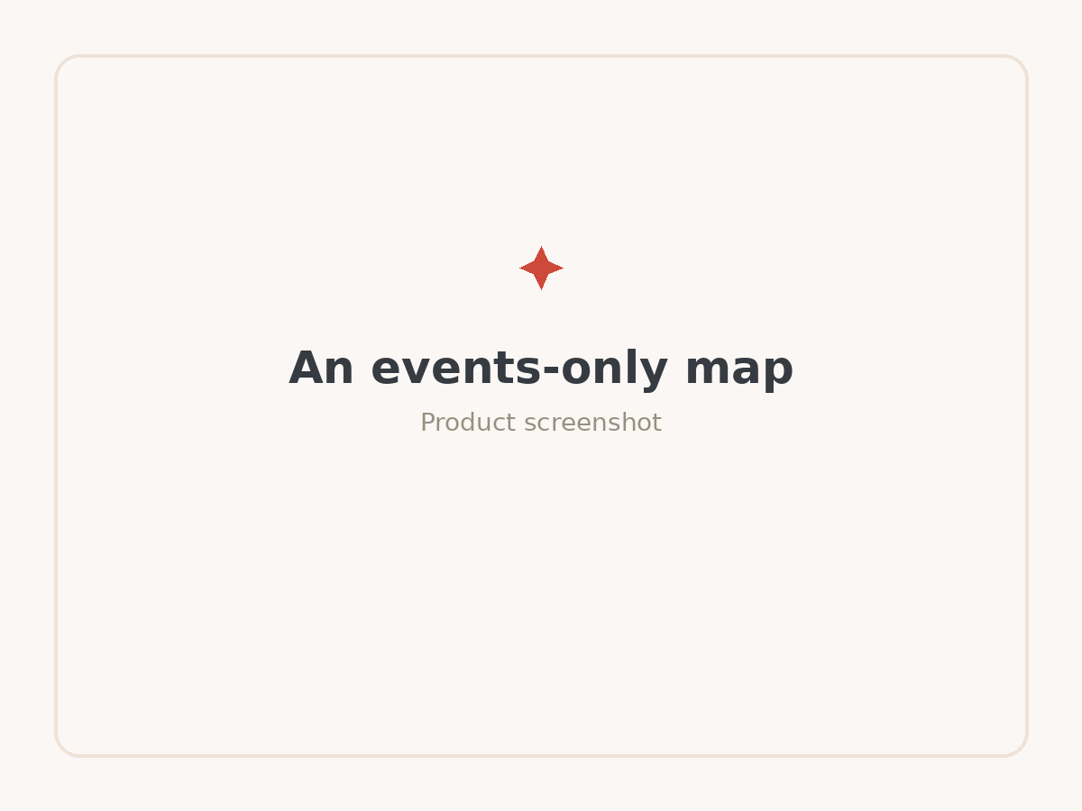 An embeddable map of just your events for any page.