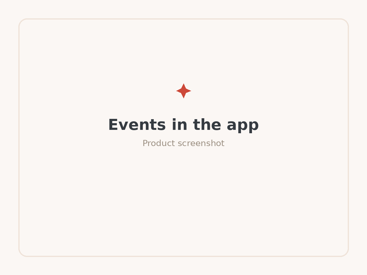Every event in the Wander app, pinned to where it's happening.