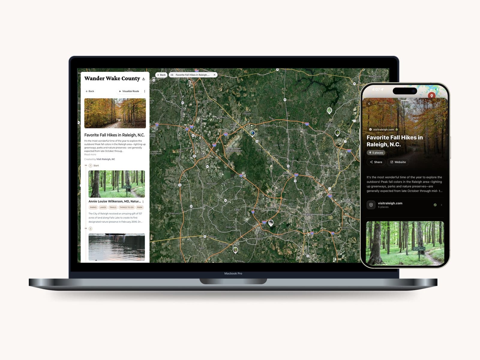 Visit Raleigh's custom guides — themed, editorial, and mapped.