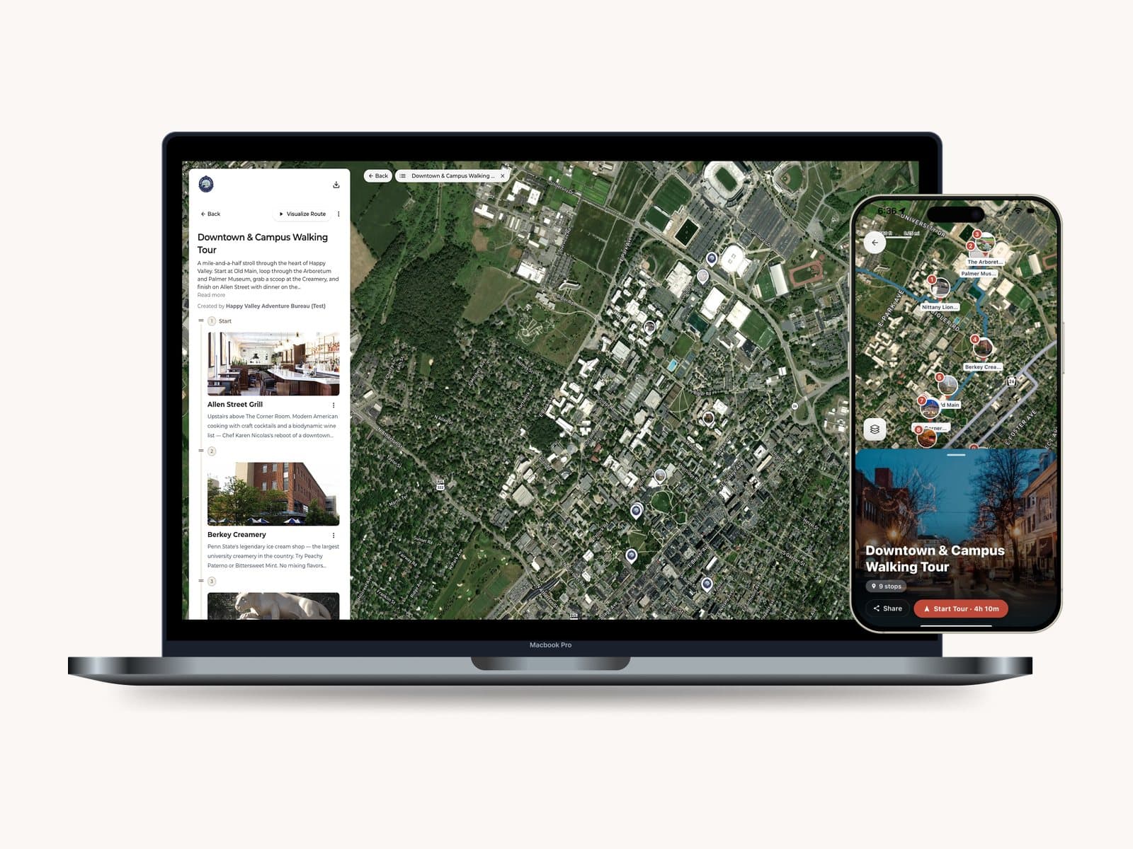 A self-guided tour, stop by stop, with directions between each.