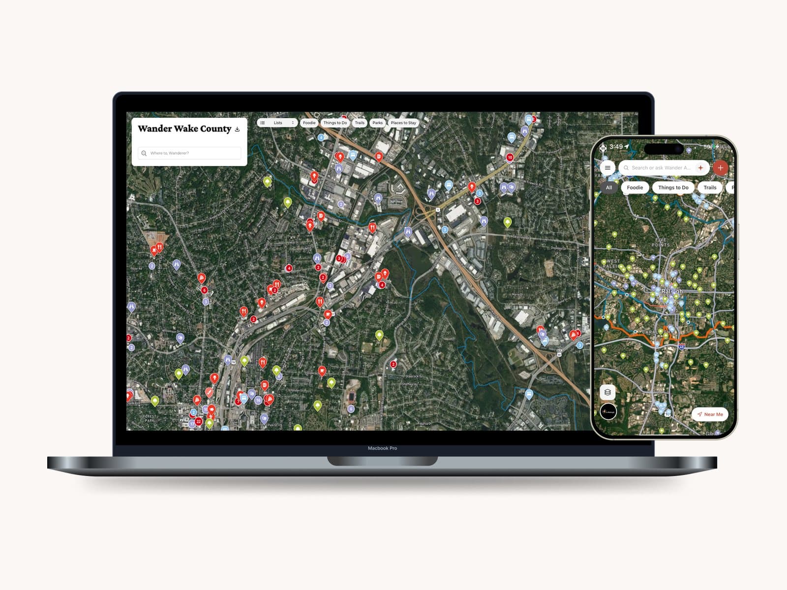 Trails and points of interest on one map — Visit Raleigh's greenways and the places along them.