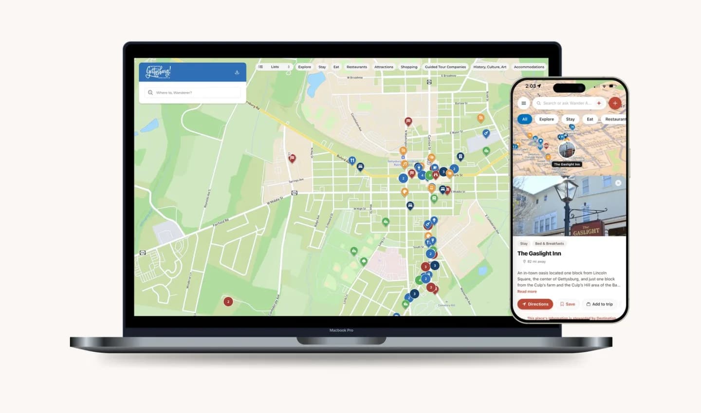 Destination branding across a Wander map