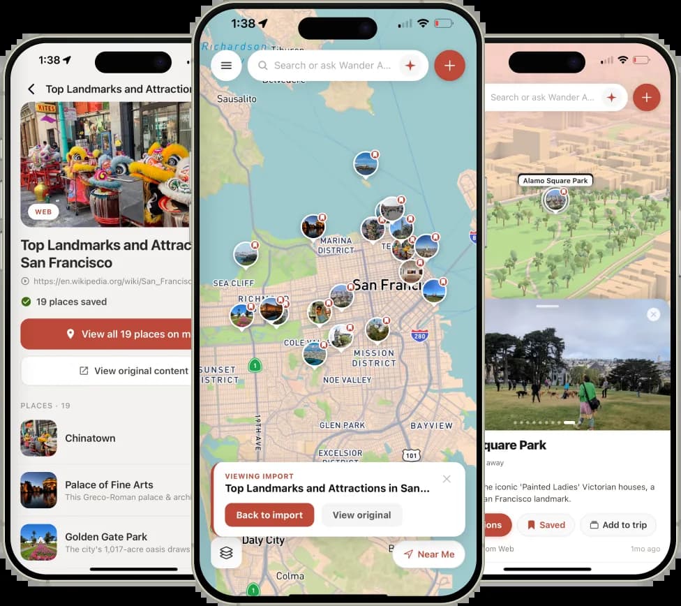 Paste a link and places drop onto your Wander map