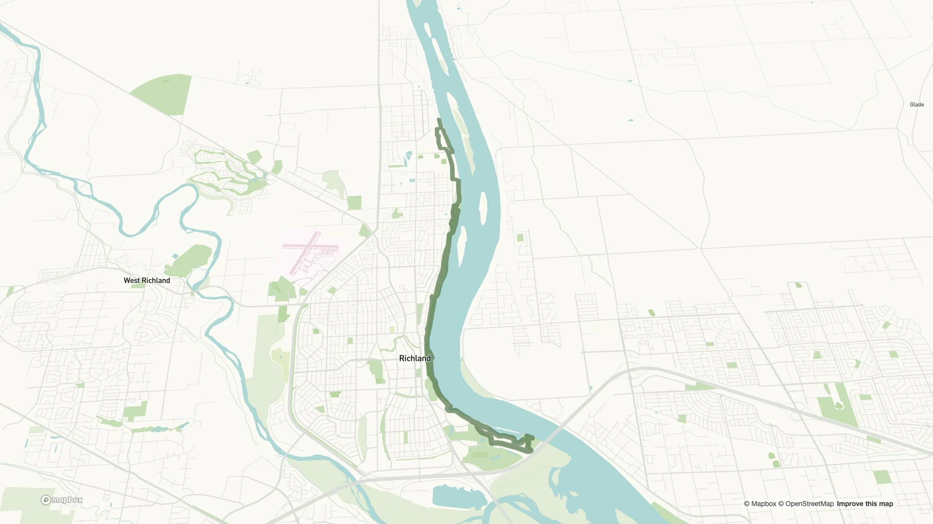 The run route on the Tri-Cities event map